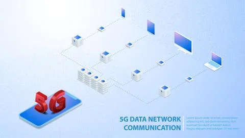 5g Data Network Communication Wireless Hi-speed Internet background Illustrazione stock