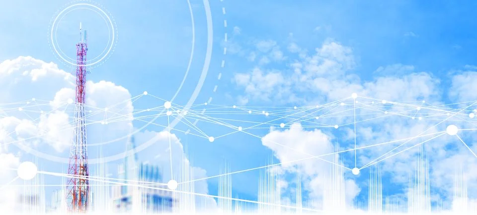 5G data synchronization is a new technology in communication.,The future of.. Illustrazione stock