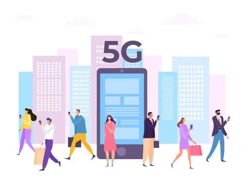 5g digital mobile internet in smartphone network, vector illustration イラスト素材