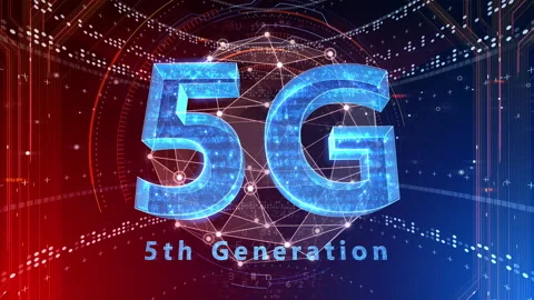 5G Digital Network technology 5th generation mobile 502 red 4k Stock Footage 135751831