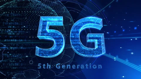 5G Digital Network technology 5th generation mobile 529 blue 4k Stock Footage 135751855
