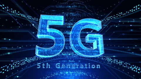 5G Digital Network technology 5th generation mobile 501 blue 4k Stock Footage 135751883