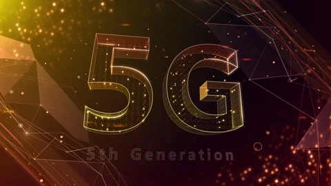 5G Digital Network technology 5th generation mobile 530 red 4k Vídeos de archivo 135752146