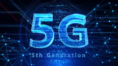 5G Digital Network technology 5th generation mobile 505 blue 4k Vídeos de archivo 135754760