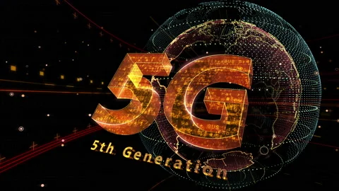 5G Digital Network technology 5th generation mobile 504 black 4k Video stock 135754835