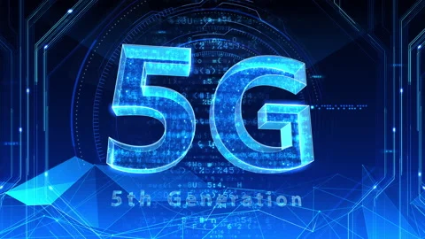 5G Digital Network technology 5th generation mobile 507 blue 4k Stock Footage 135754924
