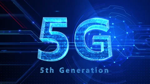5G Digital Network technology 5th generation mobile 511 blue 4k Stock Footage 135757177