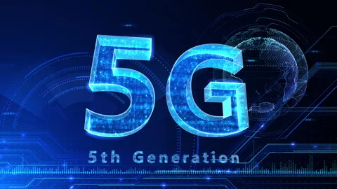 5G Digital Network technology 5th generation mobile 513 blue 4k 動画素材 135757397