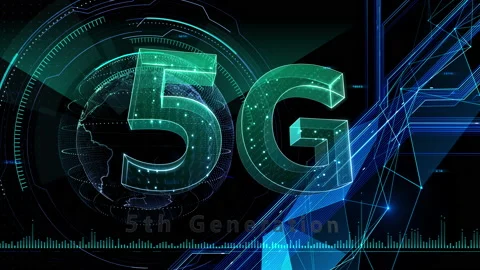 5G Digital Network technology 5th generation mobile 524 black 4k Video stock 135763555