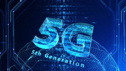 5G Digital Network technology 5th generation mobile 527 blue 4k Vídeos de archivo 135763669