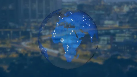 5G displayed on a rotating globe Stock Footage 114069575