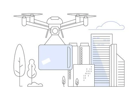 5G drones abstract concept vector illustration. Illustrazione stock