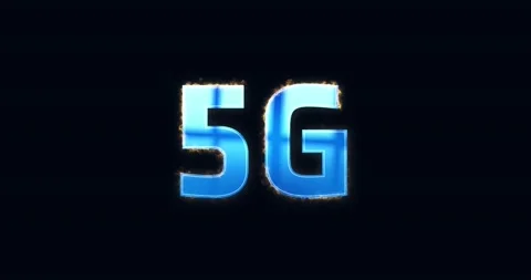 5G. Electric lightning text. Logotype Stock Footage 135860988