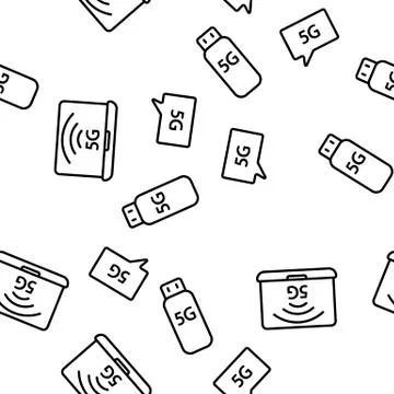 5G Fast Network, Connection To Website Vector Seamless Pattern Illustrazione stock