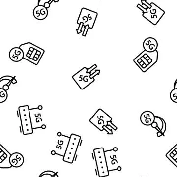 5G Fast Network, Connection To Website Vector Seamless Pattern イラスト素材