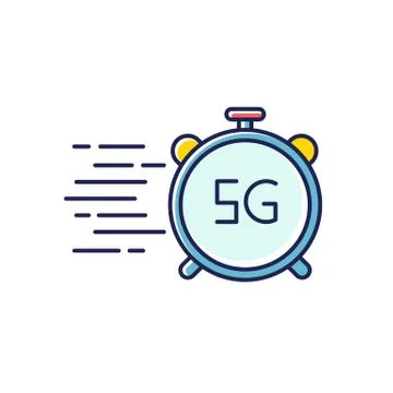 5G fast speed Internet connection RGB color icon. High performance. Mobile ce イラスト素材