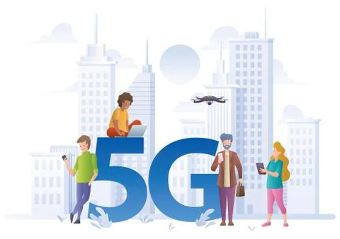 5G Flat Design Illustrazione stock