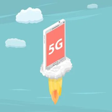 5g flat isometric vector concept. Stock Illustration