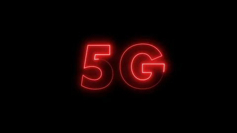 5G future cellular network red neon flashing symbol Stock Footage 119413434