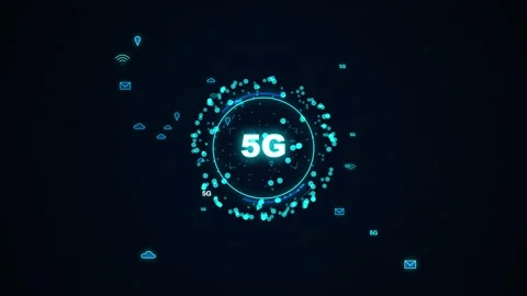 5G Global Cloud Network Connection with Floating Digital Data Icons 库存影片 343731447