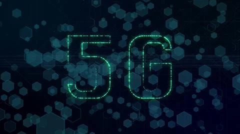 5G Global Data Network Connection With Hexagon Cellular High Speed Internet Stock Illustration