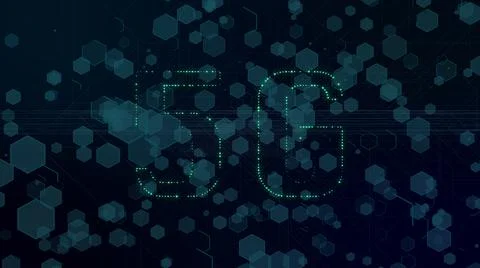 5G Global Data Network Connection With Hexagon Cellular High Speed Illustrazione stock