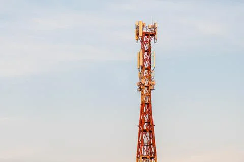5G global network technology communication antenna tower for wireless high .. Stock Photos