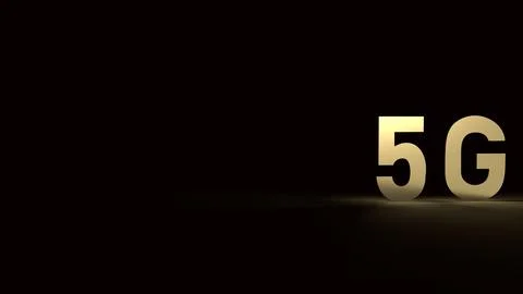 The 5g gold in the dark 3d rendering for technology content. Stock Illustration