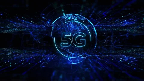 5G high-speed Internet connection. Latest technology in telecommunications. Stock Footage 147061392