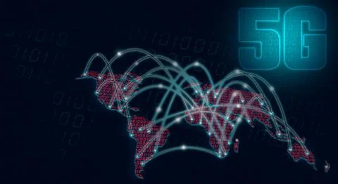 5G high speed internet network communication technology, IoT concept. Global  Stock Illustration