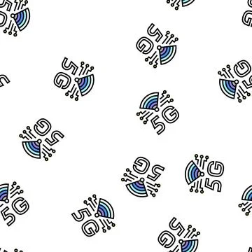 5g high speed network vector seamless pattern イラスト素材