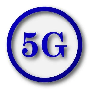 5G icon. Blue internet button on white background.. Stock Illustration