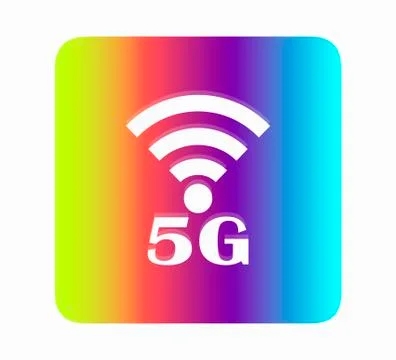 5G icon, Flat vector neon icon isolated. Stock Illustration