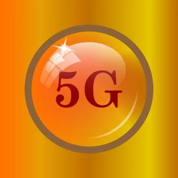 5G icon. Internet button on colored background. . Stock Illustration
