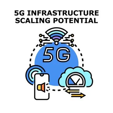 5g infrastructure scaling potential for wireless communication Ilustración de archivo