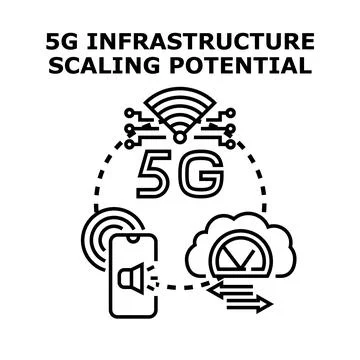 5g infrastructure scaling potential for wireless communication Stock Illustration