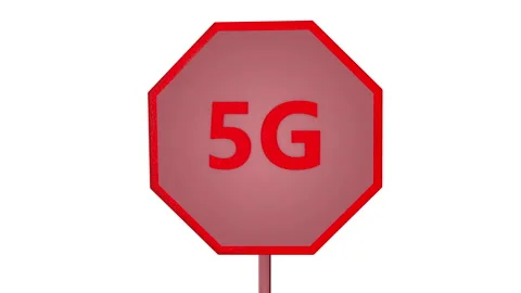 5G internet. 3D animation video, stay safety, road sign 4k Stock Footage 154367336