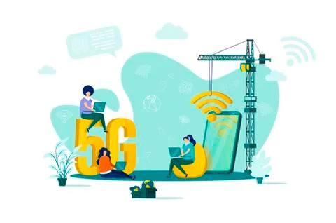 5g Internet concept in flat style. Stock Illustration