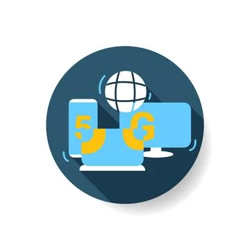 5G internet connection flat icon. Color Stock Illustration