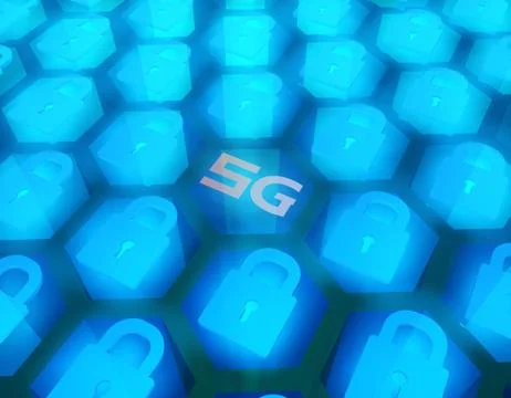 5G Internet, data security and protection Illustrazione stock