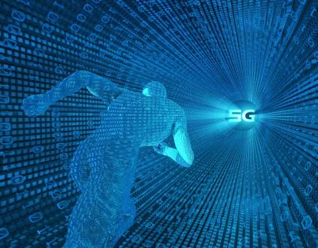 5G Internet, high-speed data transmission and storage, artificial intelligence Illustrazione stock
