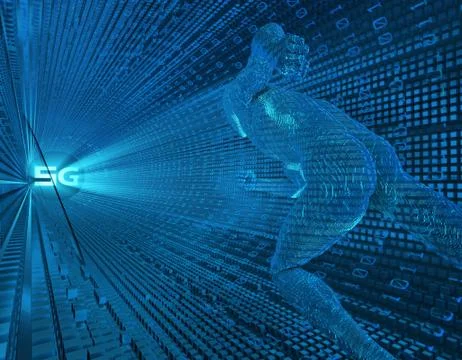 5G Internet, high-speed data transmission and storage, artificial intelligence Illustrazione stock