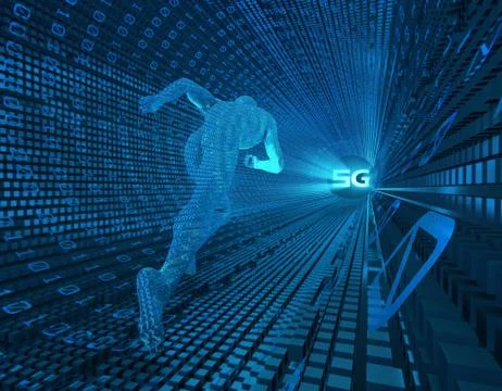 5G Internet, high-speed data transmission and storage, artificial intelligence Illustrazione stock