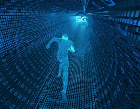 5G Internet, high-speed data transmission and storage, artificial intelligence Illustrazione stock