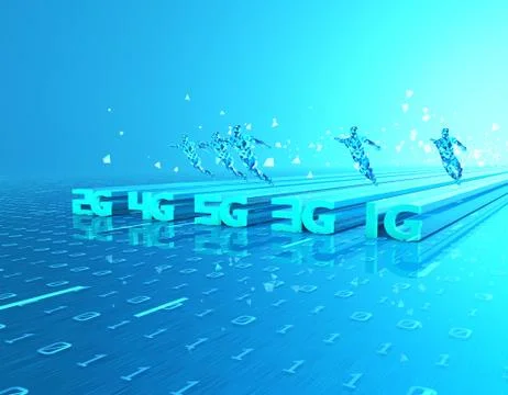 5G Internet, high-speed data transmission and storage, artificial intelligence Stock Illustration