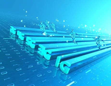 5G Internet, high-speed data transmission and storage, artificial intelligence Illustrazione stock