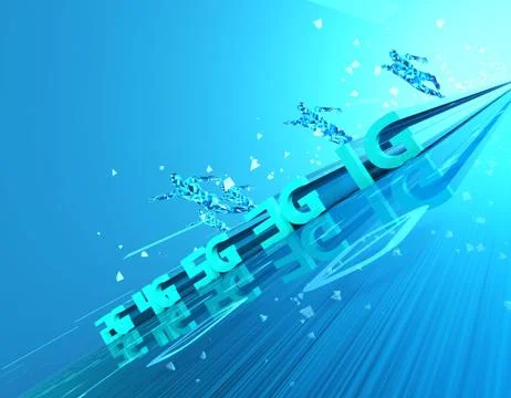 5G Internet, high-speed data transmission and storage, artificial intelligence Illustrazione stock