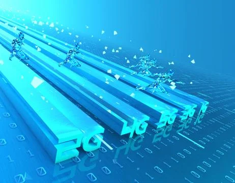 5G Internet, high-speed data transmission and storage, artificial intelligence Illustrazione stock