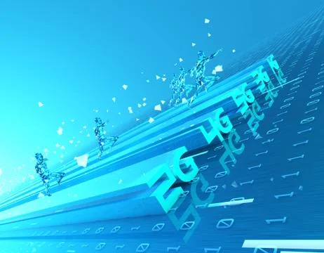 5G Internet, high-speed data transmission and storage, artificial intelligence Stock Illustration