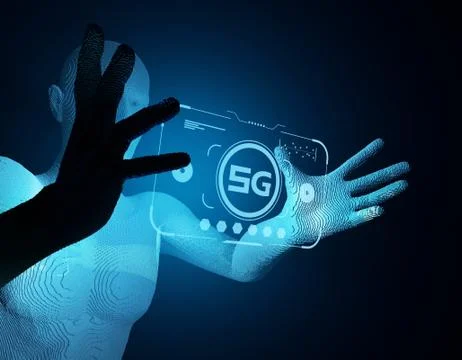 5G Internet, high-speed data transmission and storage, artificial intelligence Stock Illustration